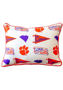 Clemson Tigers Pennant Pattern Throw Pillow - White