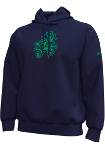 Under Armour Notre Dame Fighting Irish Mens Navy Blue Football Leprechaun Chenille Patch Icon Long..