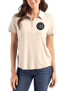 Cutter and Buck Chicago Cubs Womens Oatmeal Coastline Eco Mono Short Sleeve Polo Shirt