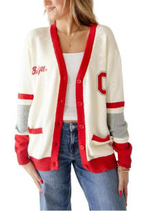 Gameday Social Ohio State Buckeyes Womens White Varsity Cardigan Long Sleeve Cardigan