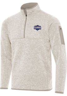 Antigua Greensboro Swarm Mens Oatmeal Heather Fortune Long Sleeve Qtr Zip Pullover