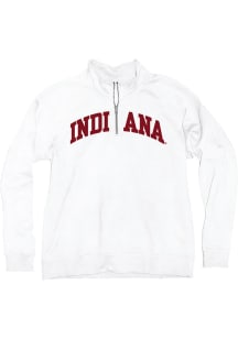 Blue 84 Indiana Hoosiers Womens White Sanded Fleece Qtr Zip