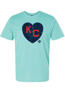 Summit Sportswear Kansas City Monarchs Teal KC Heart Short Sleeve Fashion T Shirt