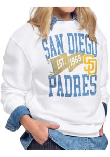 Starter San Diego Padres Womens White Pennant Crew Sweatshirt