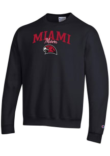 Champion Miami RedHawks Mens Black Mom Script Powerblend Long Sleeve Crew Sweatshirt