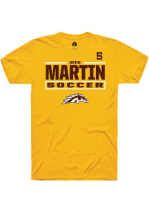 Drew Martin Western Michigan Broncos Gold NIL Stacked Box Short Sleeve Player T Shirt