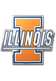 Illinois Fighting Illini Embossed Car Emblem - Orange