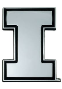Illinois Fighting Illini Molded Chrome Car Emblem - Grey