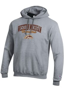 Champion Western Michigan Broncos Mens Grey Grandma Script Powerblend Long Sleeve Hoodie
