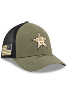 New Era Houston Astros Mens Olive 2026 MLB Armed Forces Day 39THIRTY M Crown Flex Hat