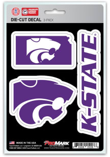 K-State Wildcats 5x7 inch 3 Pack Die Cut Auto Decal - Purple