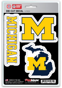 Michigan Wolverines 5x7 inch 3 Pack Die Cut Auto Decal - Blue