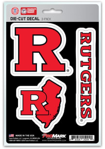 Rutgers Scarlet Knights 5x7.5 3-Pack Die-Cut Auto Decal - Red