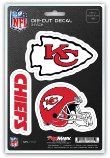 Kansas City Chiefs 5x7 inch 3 Pack Die Cut Auto Decal - Red