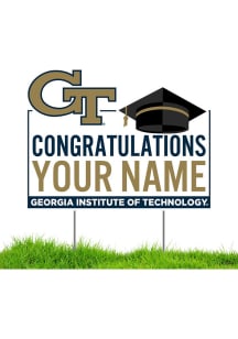GA Tech Yellow Jackets Personalized Congratulations Grad Yard Sign - White
