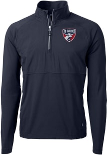 Cutter and Buck FC Dallas Mens Navy Blue Adapt Eco Hybrid Long Sleeve Qtr Zip Pullover
