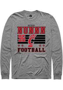 Nathan Nunnn Cincinnati Bearcats Grey Football NIL Striped Long Sleeve Player T Shirt