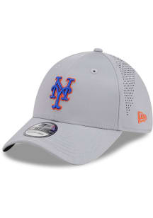 New Era New York Mets Mens Grey Mid Perf 39THIRTY Flex Hat