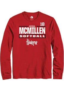 Nessa McMillen Nebraska Cornhuskers Red NIL Stacked Box Long Sleeve Player T Shirt