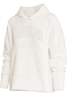 Harvard Crimson Womens Ivory Camp Cashmere Hooded Sweatshirt