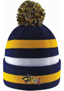 LogoFit Drexel Dragons Navy Blue Primetime Striped Pom Mens Knit Hat