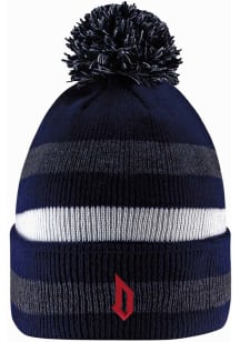 LogoFit Duquesne Dukes Navy Blue Primetime Striped Pom Mens Knit Hat
