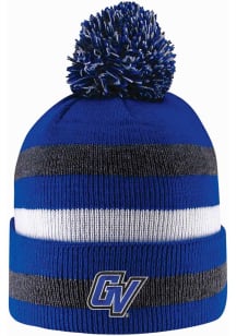 LogoFit Grand Valley State Lakers Blue Primetime Striped Pom Mens Knit Hat