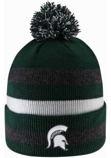 LogoFit Michigan State Spartans Green Primetime Striped Pom Mens Knit Hat