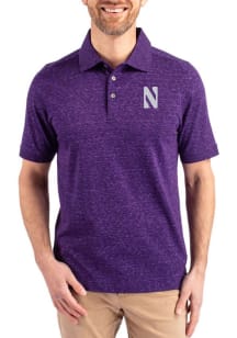 Cutter and Buck Northwestern Wildcats Mens Purple Advantage Space Dye Short Sleeve Polo