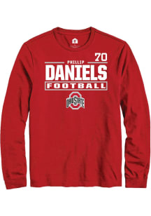 Phillip Daniels Ohio State Buckeyes Red Football NIL Stacked Box Long Sleeve Player T Shirt