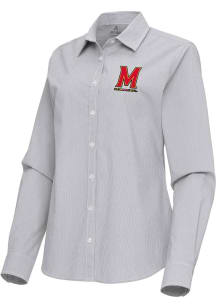 Antigua Maryland Terrapins Womens Porter Long Sleeve Ash Dress Shirt