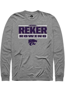Regan Reker K-State Wildcats Graphite NIL Stacked Box Long Sleeve Player T Shirt