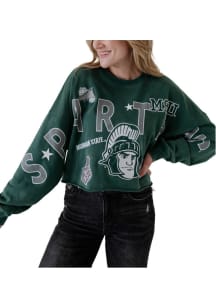 Gameday Social Michigan State Spartans Womens Green Patched Up Crew Sweatshirt