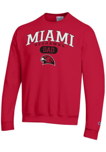 Champion Miami RedHawks Mens Red Dad Pill Powerblend Long Sleeve Crew Sweatshirt