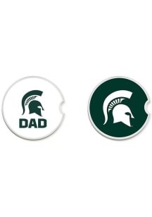 Michigan State Spartans Dad Set of 2 Car Coaster - White