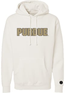 Something Inked Purdue Boilermakers Mens White Chenille Primary Logo Long Sleeve Hoodie