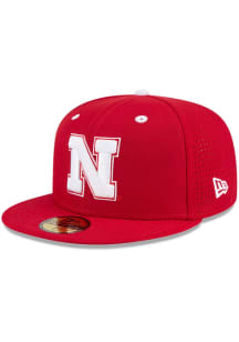 New Era Nebraska Cornhuskers Mens Red NCAA AC 59FIFTY Fitted Hat