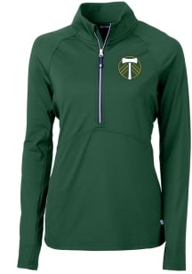 Cutter and Buck Portland Timbers Womens Green Adapt Eco Qtr Zip Pullover