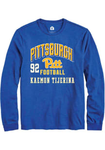 Kaemon Tijerina Pitt Panthers Blue Football NIL Arch Logo Long Sleeve Player T Shirt