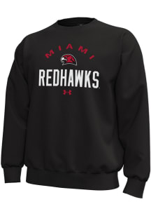 Under Armour Miami RedHawks Mens Black Arched Over Icon Long Sleeve Crew Sweatshirt