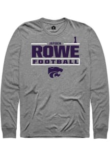 Jayden Rowe K-State Wildcats Graphite Football NIL Stacked Box Long Sleeve Player T Shirt