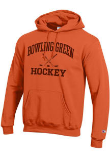 Champion Bowling Green Falcons Mens Orange Hockey Icon Powerblend Long Sleeve Hoodie