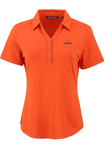 Cutter and Buck Illinois Fighting Illini Womens Orange Forge Eco Polo Short Sleeve Polo Shirt