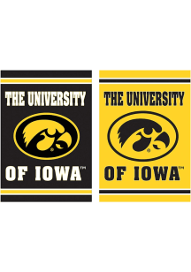 Iowa Hawkeyes Embossed Suede Garden Flag - Black