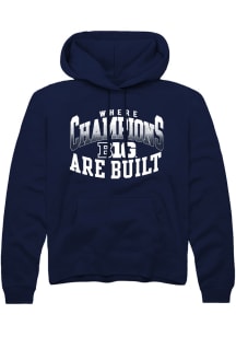 Rally Big Ten Mens Navy Blue Champs Arch Design Long Sleeve Hoodie