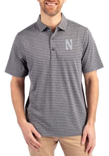 Cutter and Buck Northwestern Wildcats Black Heather Forge Heather Stripe Big and Tall Polo