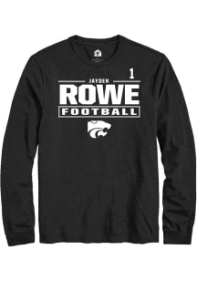 Jayden Rowe K-State Wildcats Black Football NIL Stacked Box Long Sleeve Player T Shirt