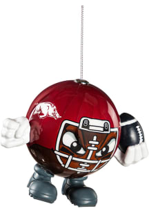 Arkansas Razorbacks Ball Head Ornament Ornament - Red
