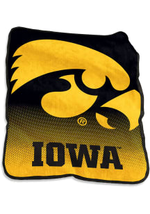 Iowa Hawkeyes Team Logo Raschel Throw Blanket - Yellow