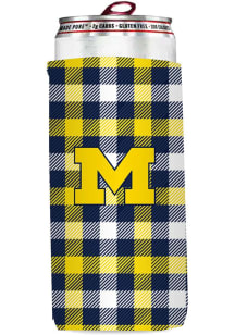Logo Brands Michigan Wolverines 12 oz Plaid Slim Coolie